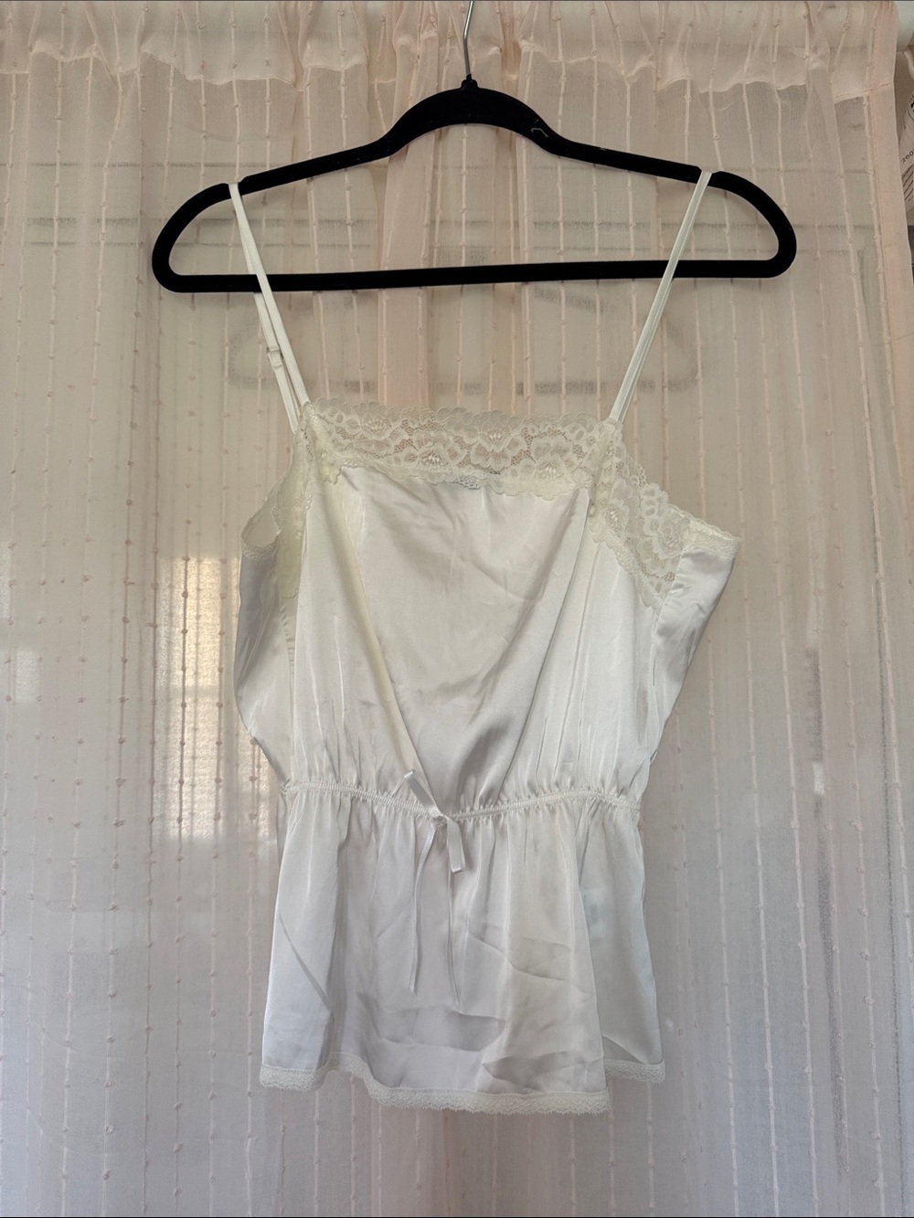 Brandy Melville White Lace Trim Satin Camisole